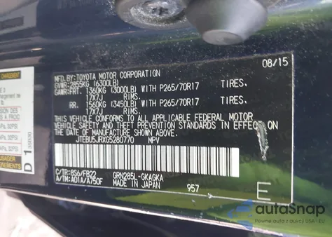 2016 Toyota 4Runner Sr5 z USA, uszkodzony, nr VIN JTEBU5JRXG5280770